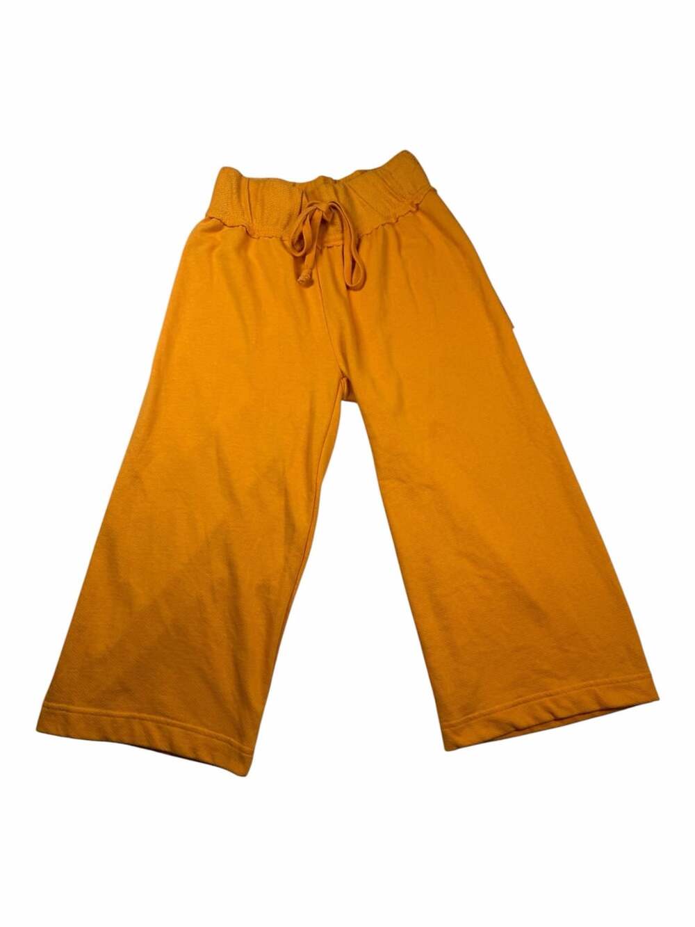 Free People Beach XS Mustard Orange Wide Leg Sweatpants Cropped Made in USA